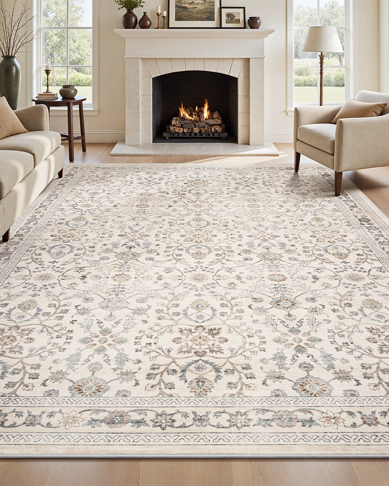 Vintage beige carpet combining modern softness with classic style.