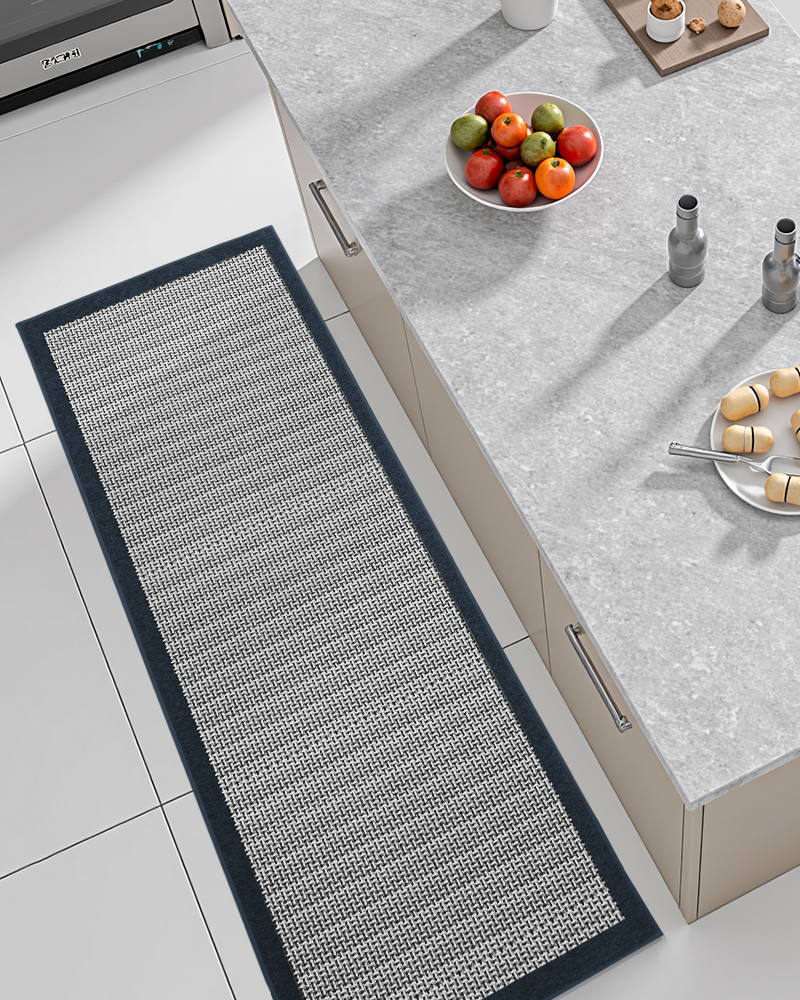 Kitchen floor rug runner set with washable and rubber backing.