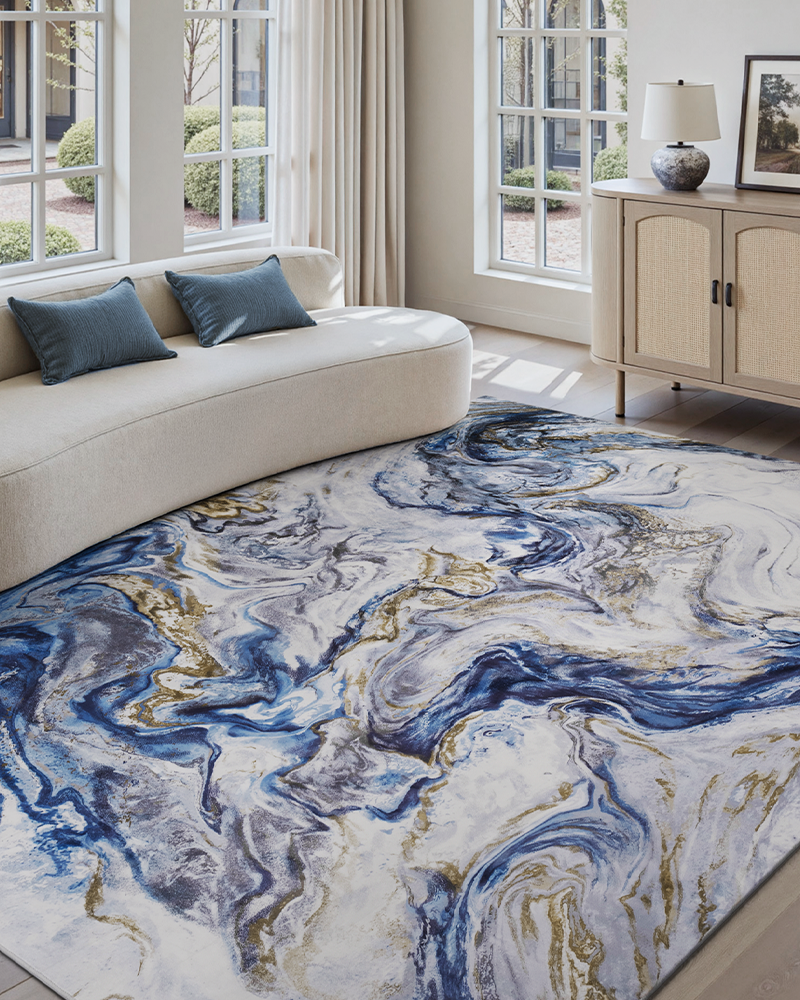Non-slip modern rug with soft plush texture and durable rubber backing by MontVooRugs.