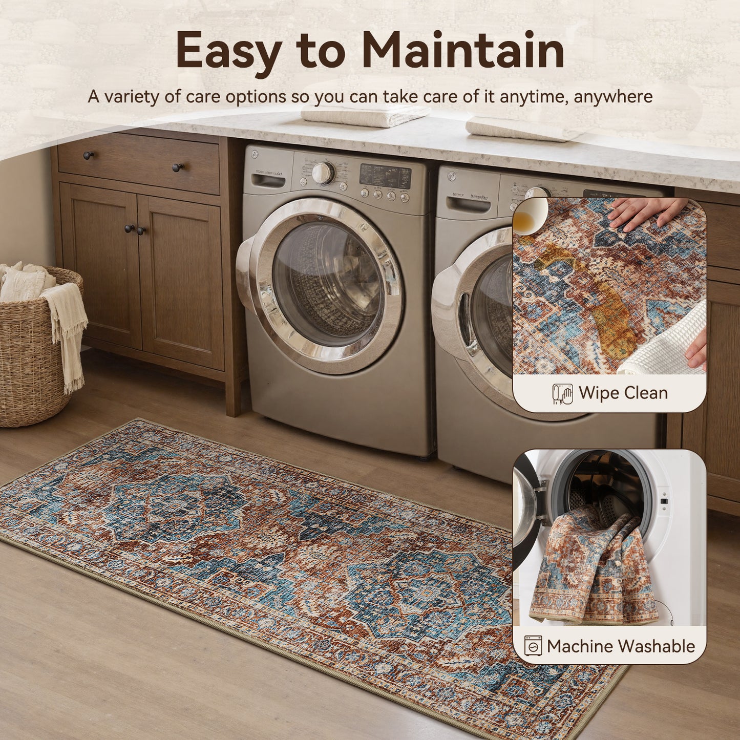 Vintage Kitchen Rugs Set of 3 Runner Rugs for Kitchen 20"x 32"+20"x 48"+20"x 59"
