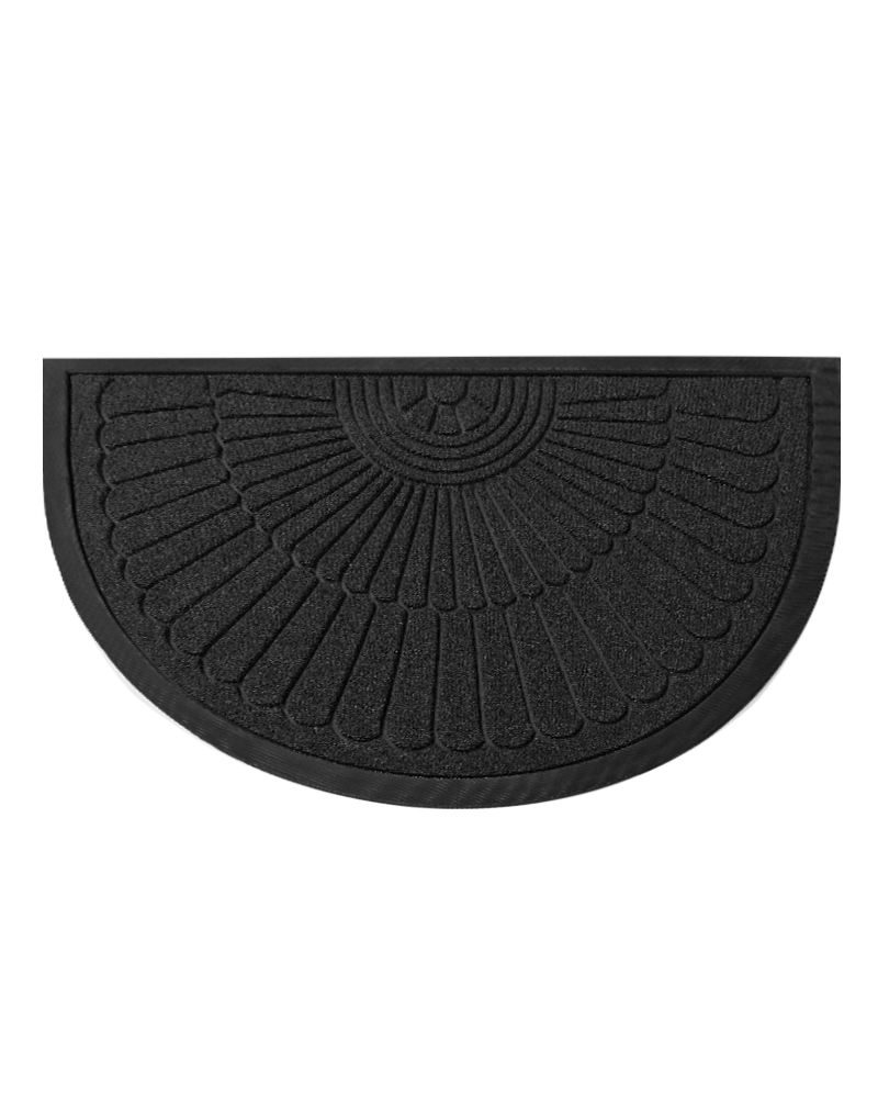 Half moon welcome door mat with sturdy rubber backing for front entryway.