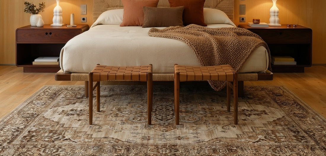 How to Style Rug Under Bed