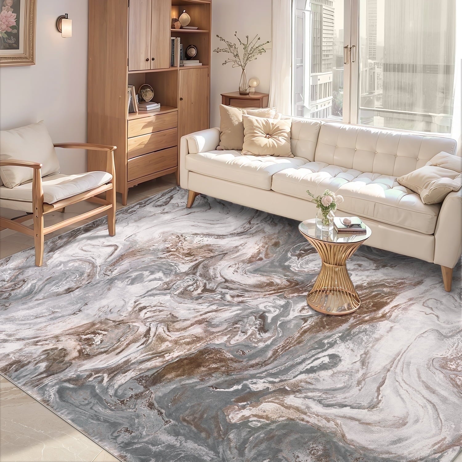 Marble Swirl Abstract Rug