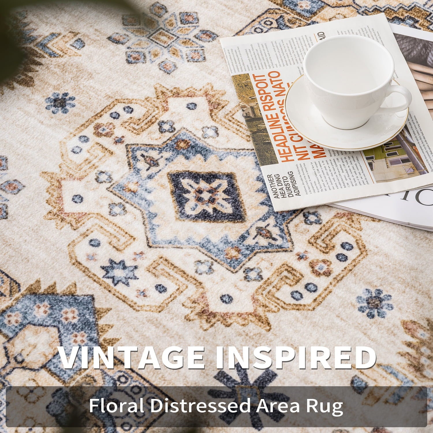 SIXHOME Vintage Floral Distressed Living Room Rugs