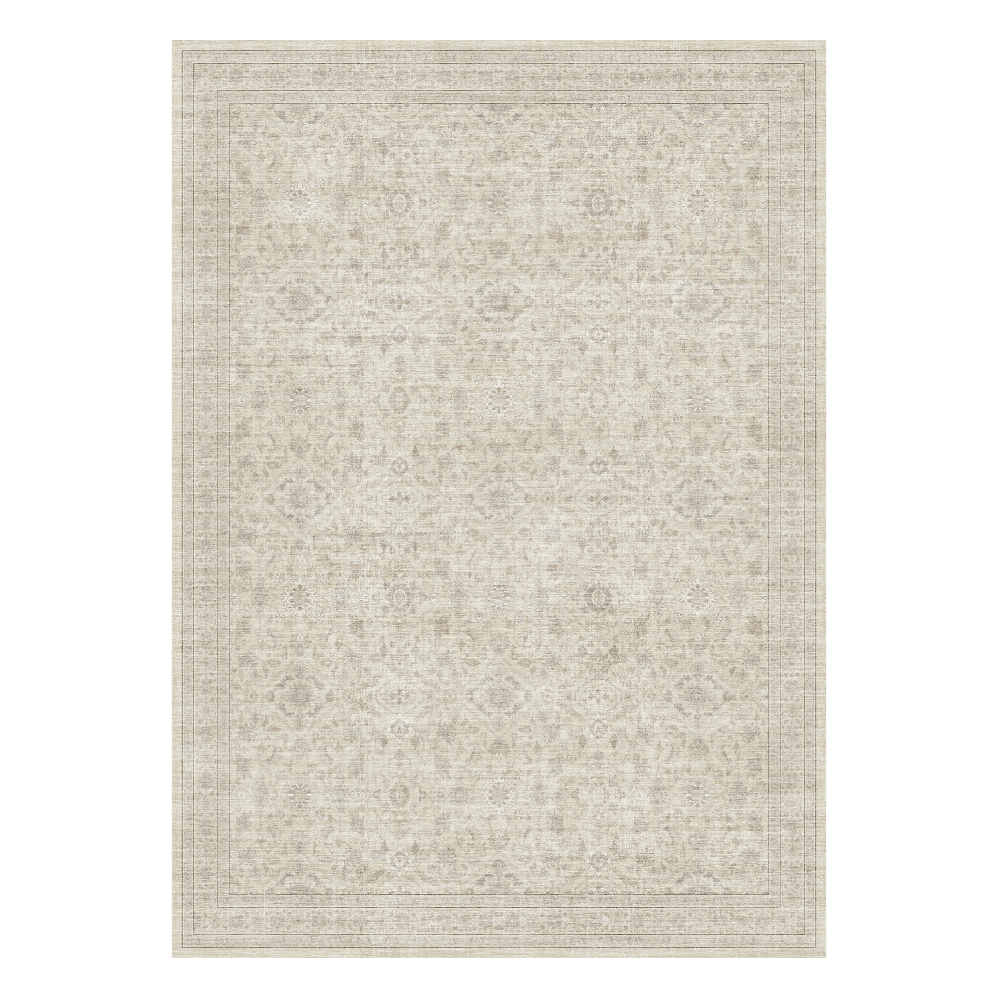 MontVoo Washable Non-Slip Vintage-Inspired Area Rug Beige