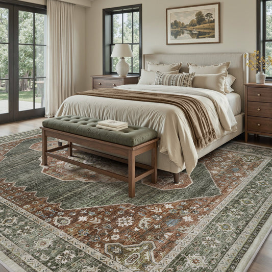 Washable Retro Living Room Bedroom Carpet