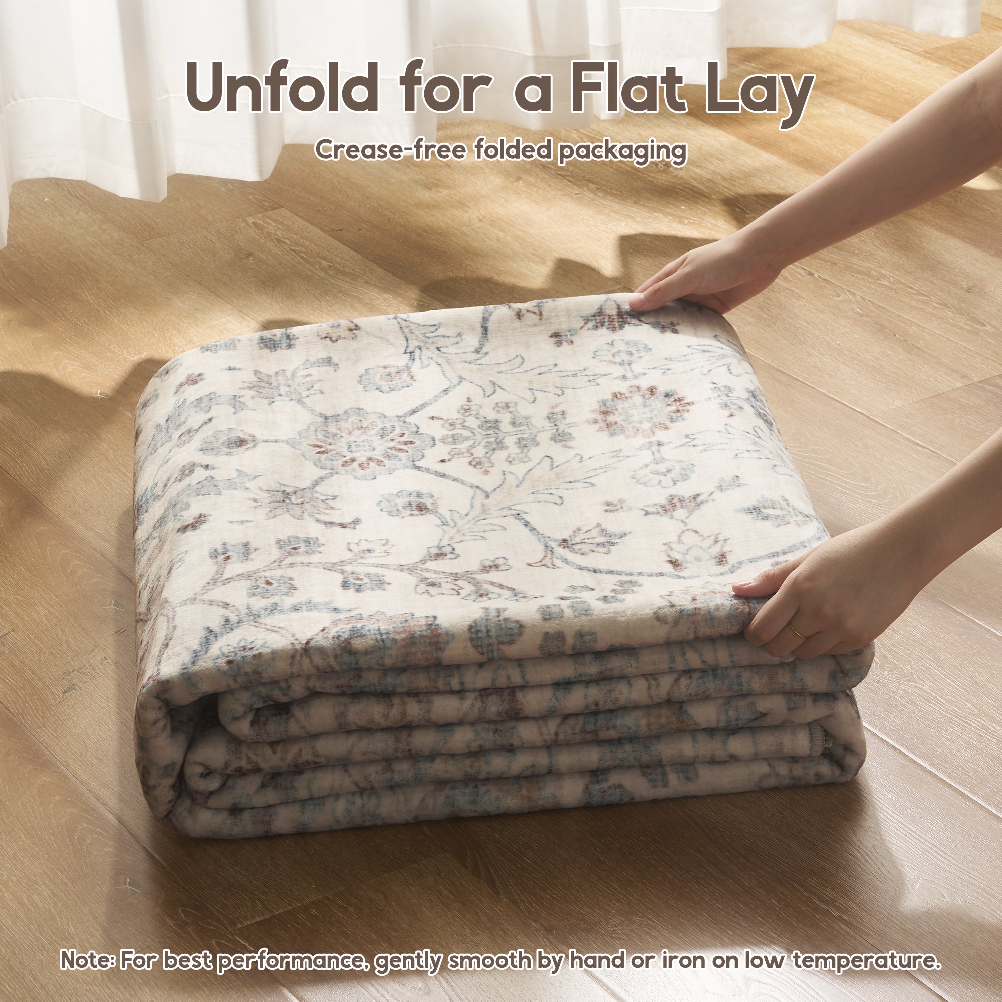 MontVoo Vintage Floral Washable Rugs Beige