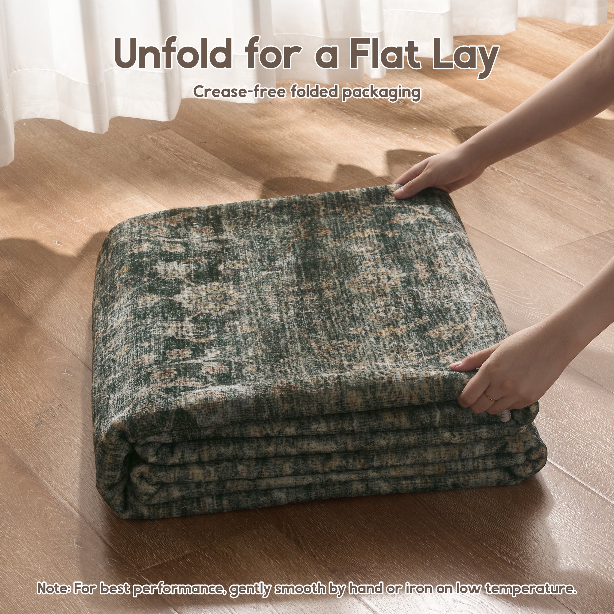 MontVoo Vintage Floral Washable Rugs Green