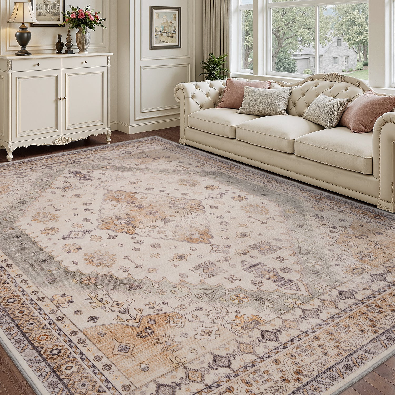 Area Rug for Living Room Vintage Bohemian Soft Carpet