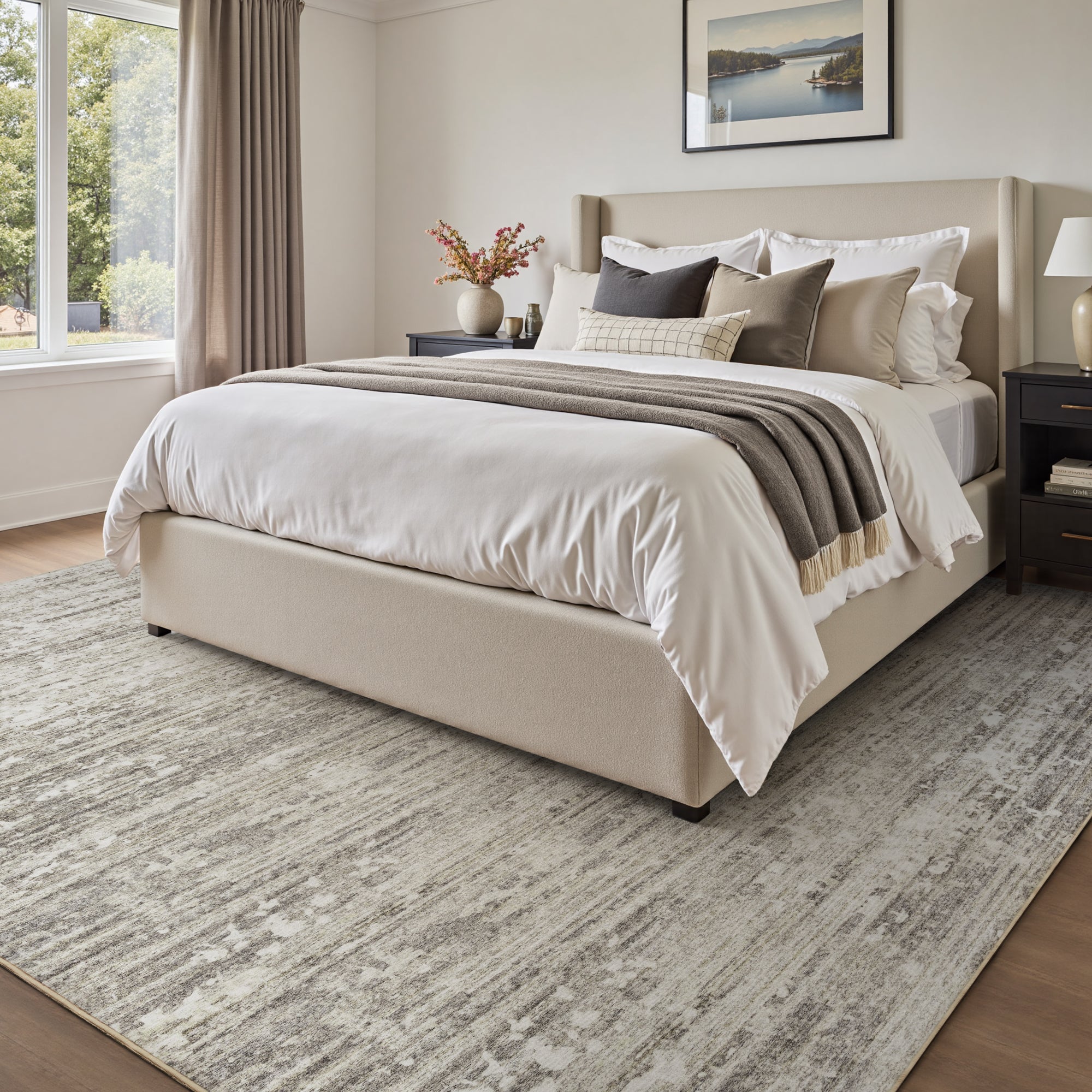 MontVoo Modern Abstract Brown Washable Area Rug