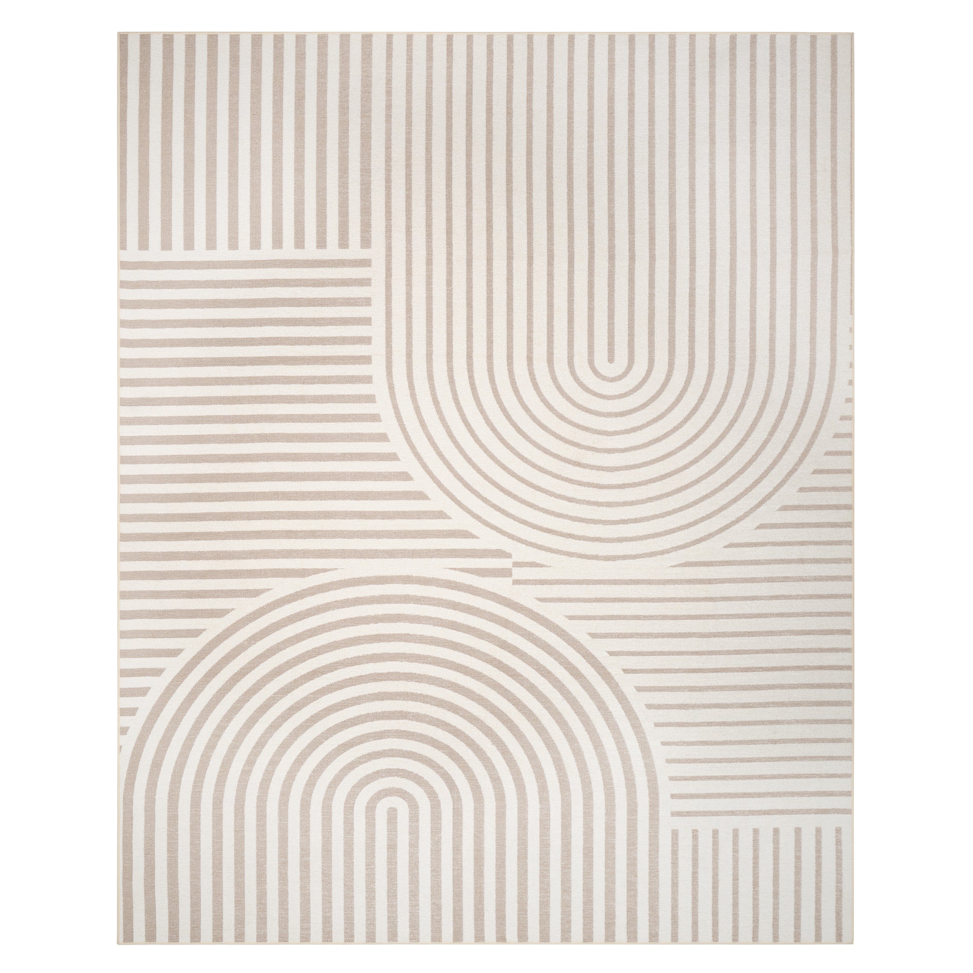 MontVoo Modern Geometric High-Low Beige Washable Area Rug