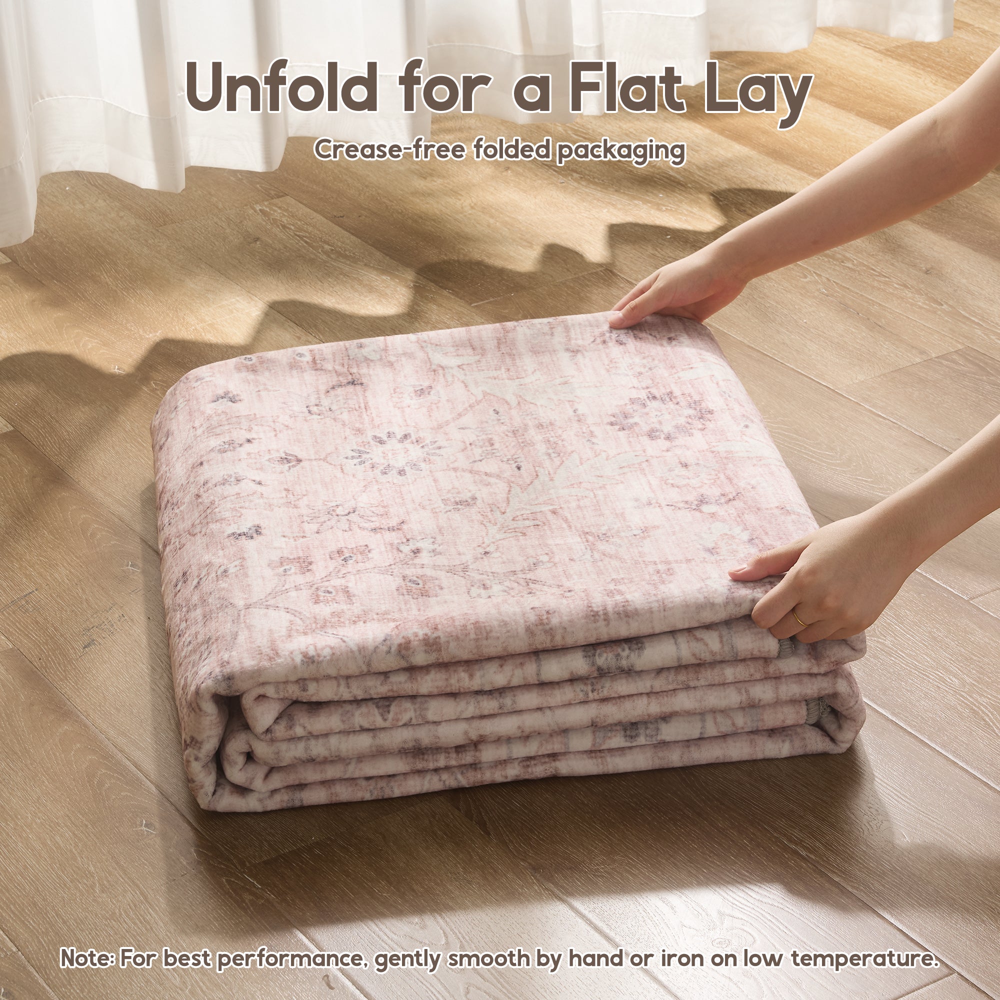 MontVoo Vintage Floral Washable Rugs Pink