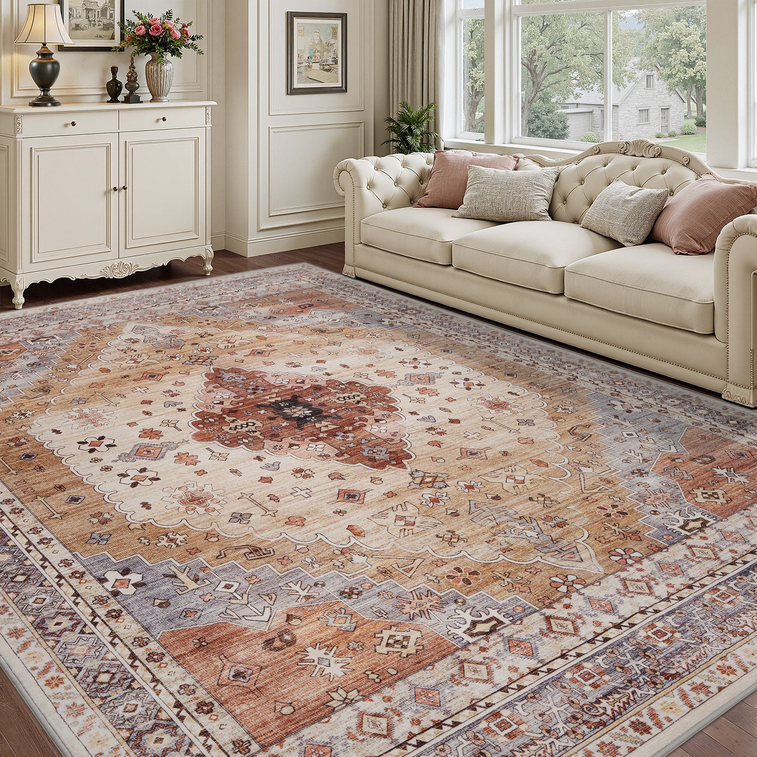 Area Rug for Living Room Vintage Bohemian Soft Carpet