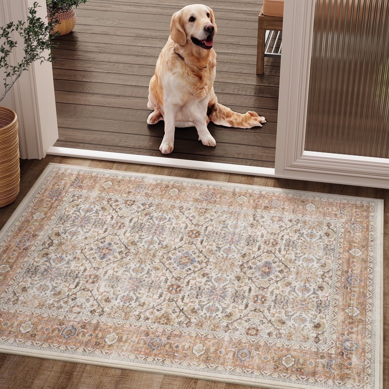 Ombre Vintage Floral Living Room Rug