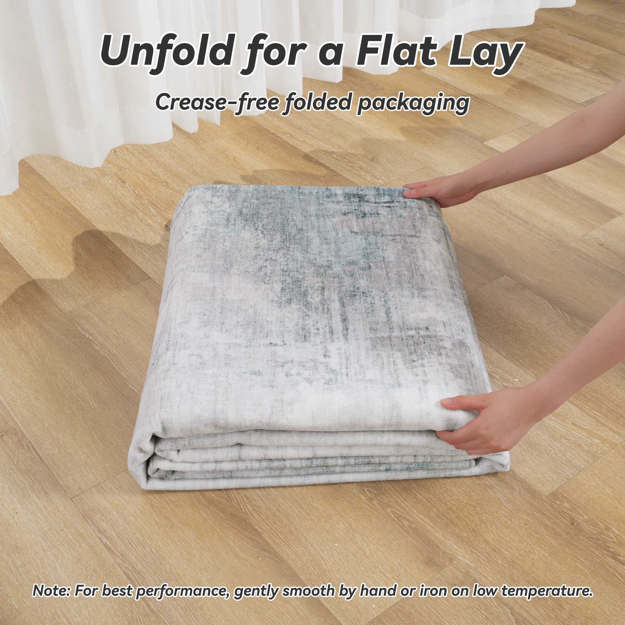 MontVoo Soft Abstract Washable Gray-Teal Area Rug