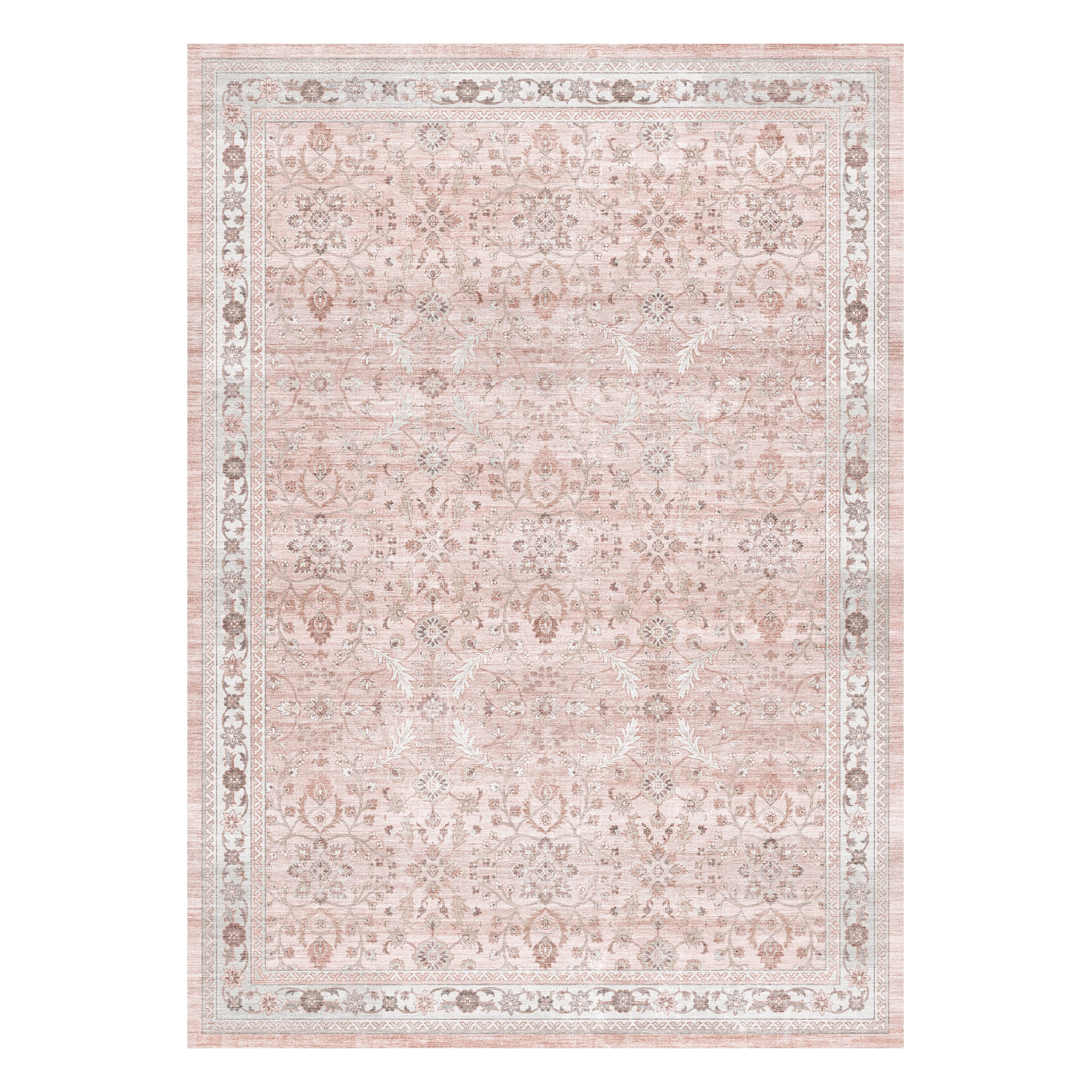 MontVoo Vintage Floral Washable Rugs Pink
