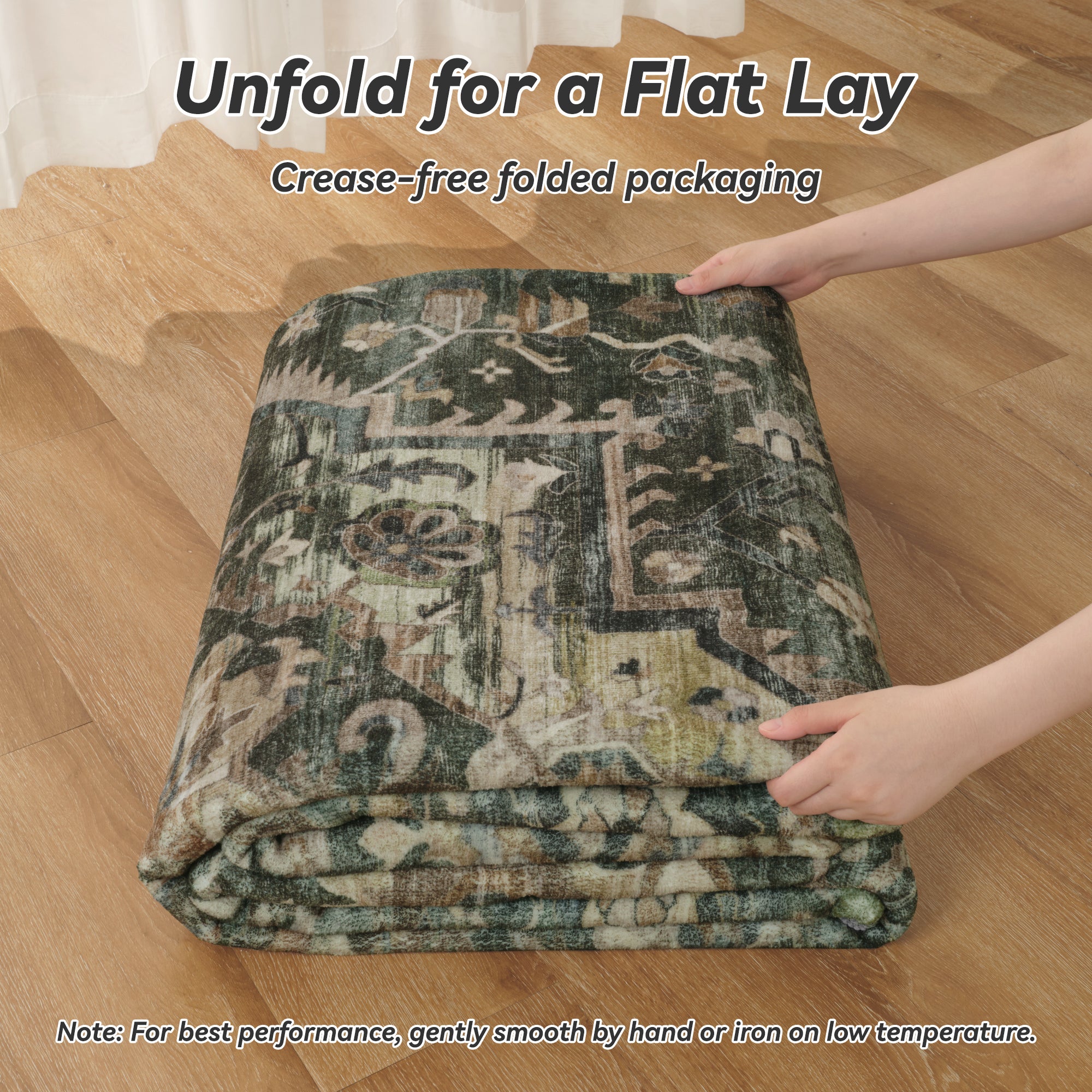 MontVoo Soft Washable Oriental Area Rug Green
