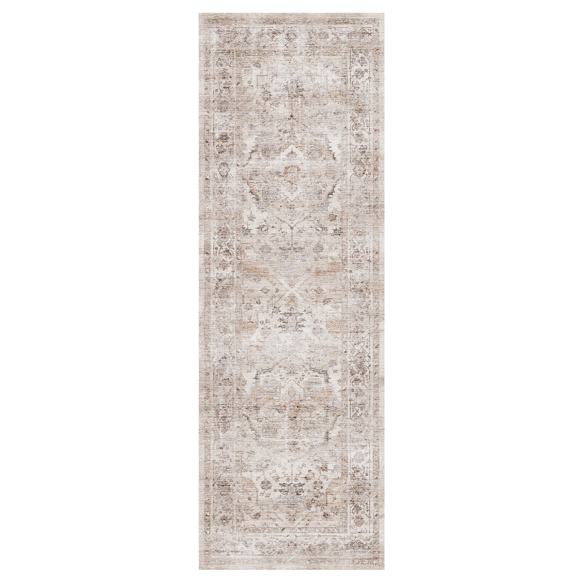 MontVoo Beige Oriental Washable Rug