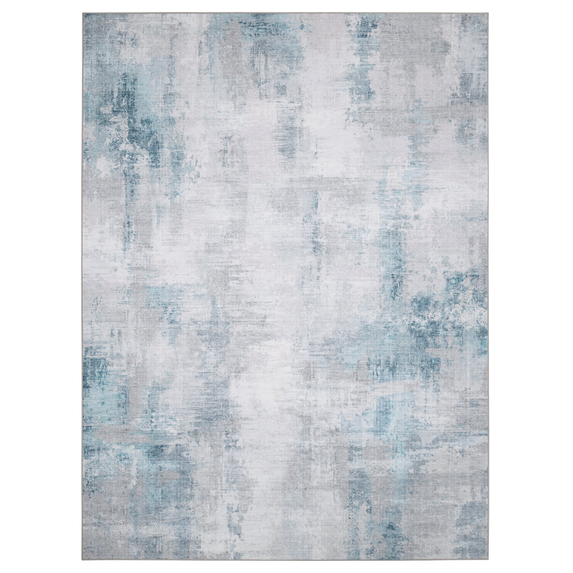 MontVoo Soft Abstract Washable Gray-Teal Area Rug