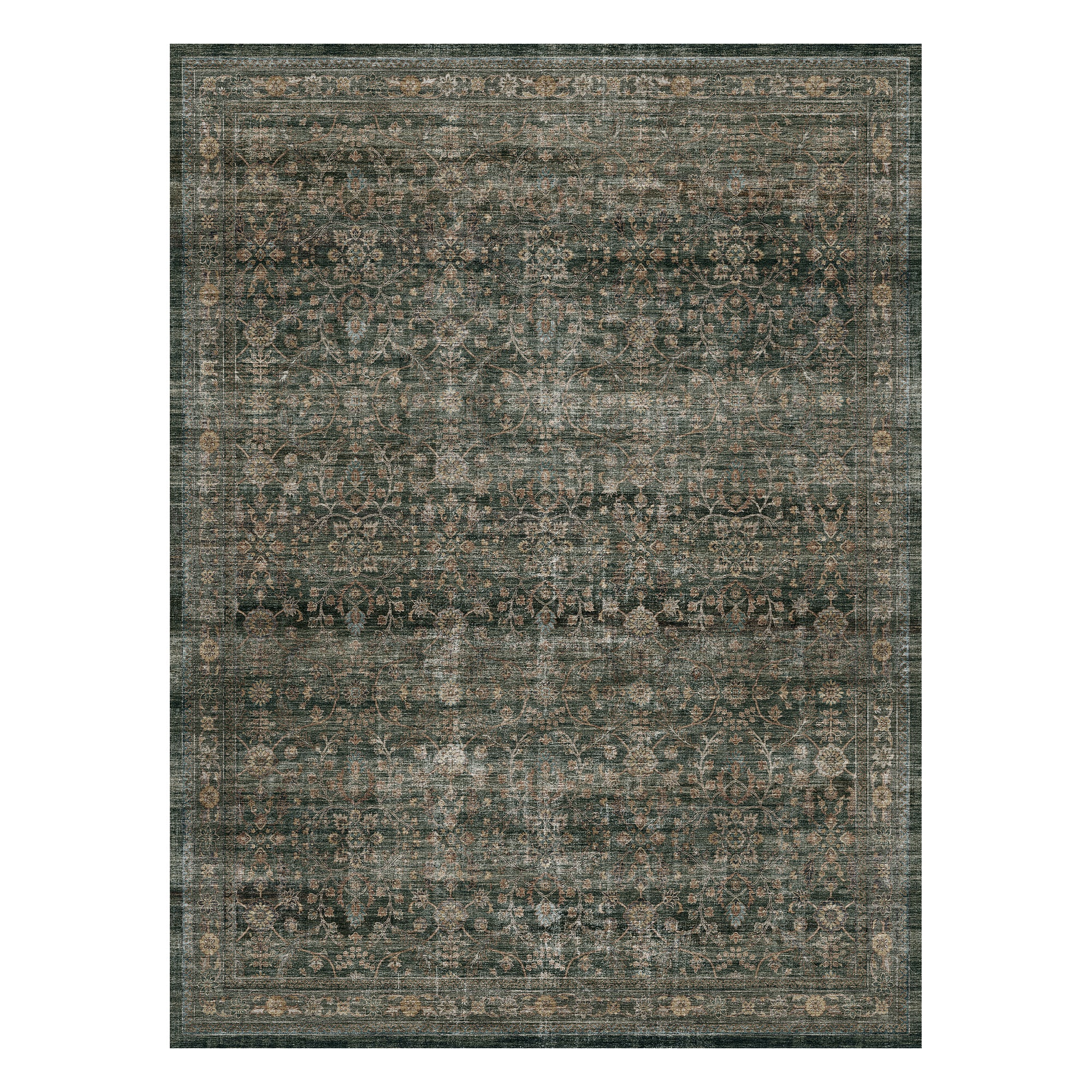 MontVoo Vintage Floral Washable Rugs Green