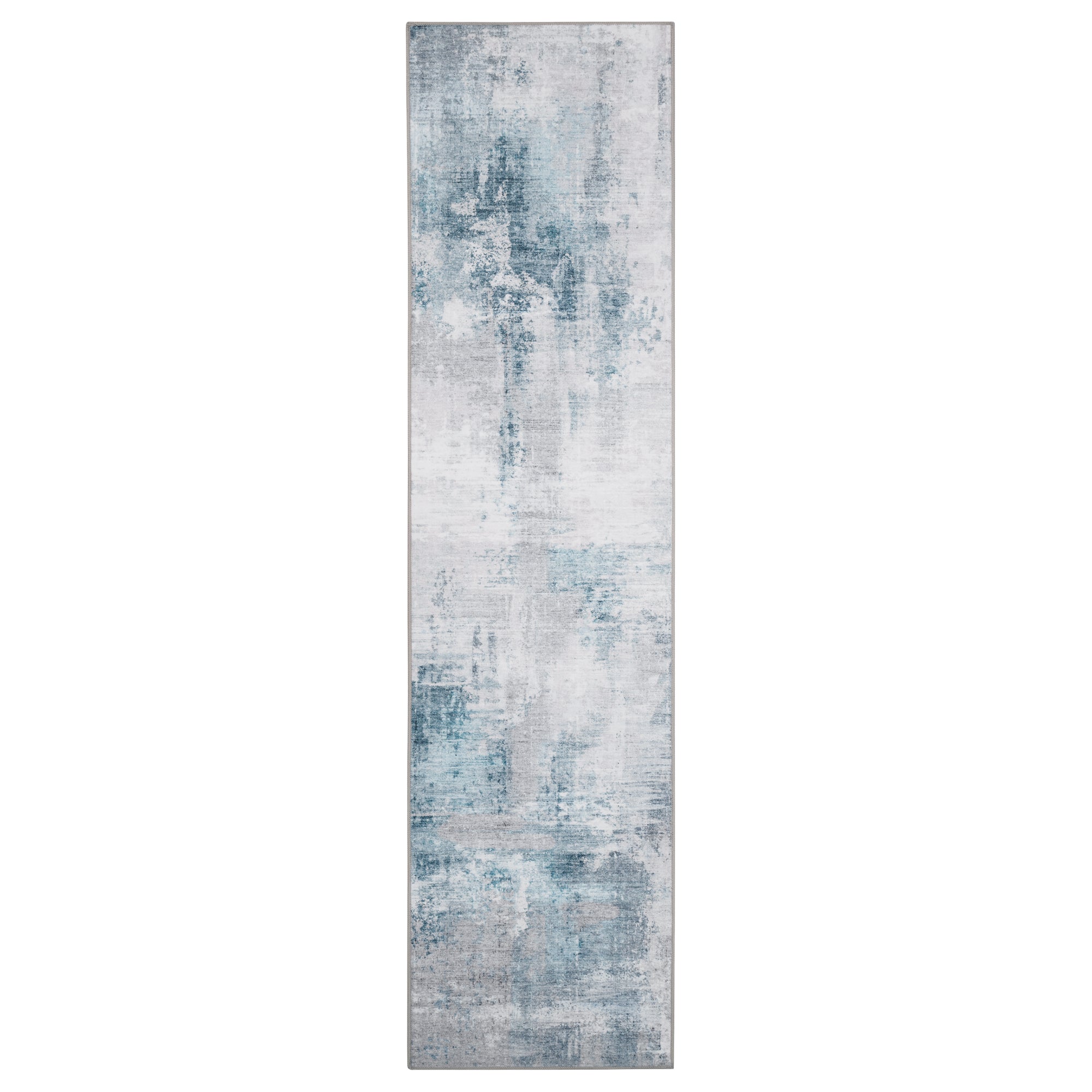 MontVoo Soft Abstract Washable Gray-Teal Area Rug