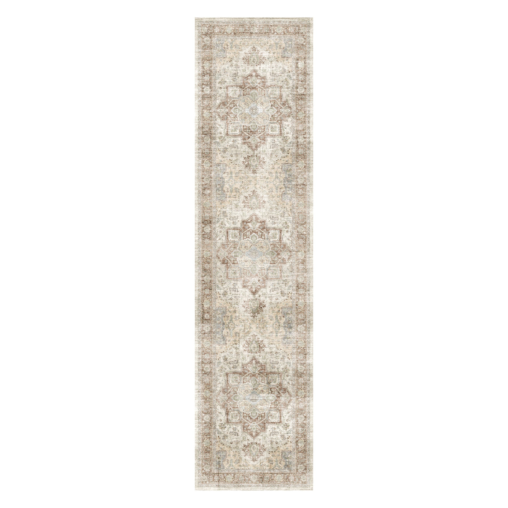 Alfombra floral oriental lavable a máquina MontVoo marrón