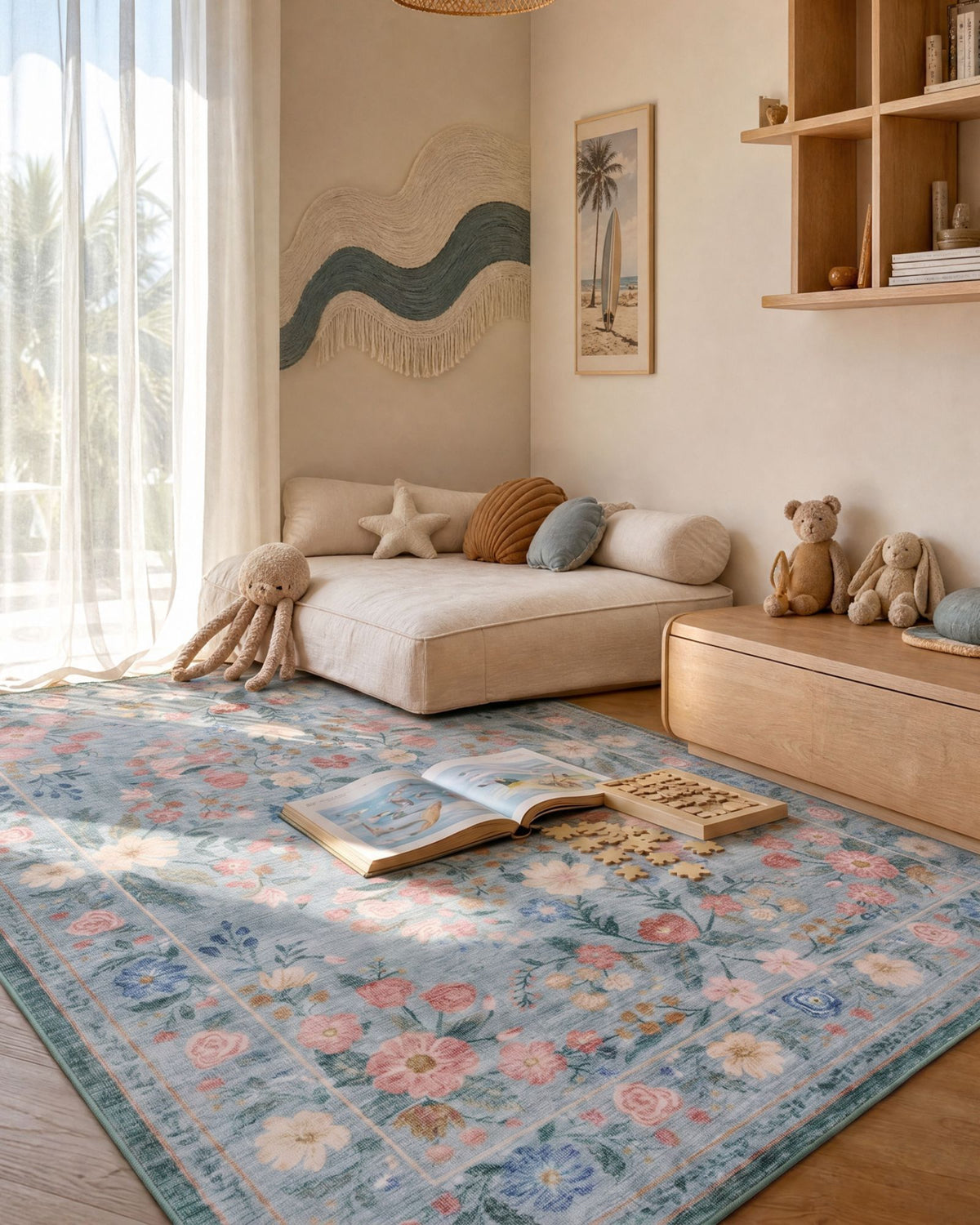Chloris Washable Area Rug - Green