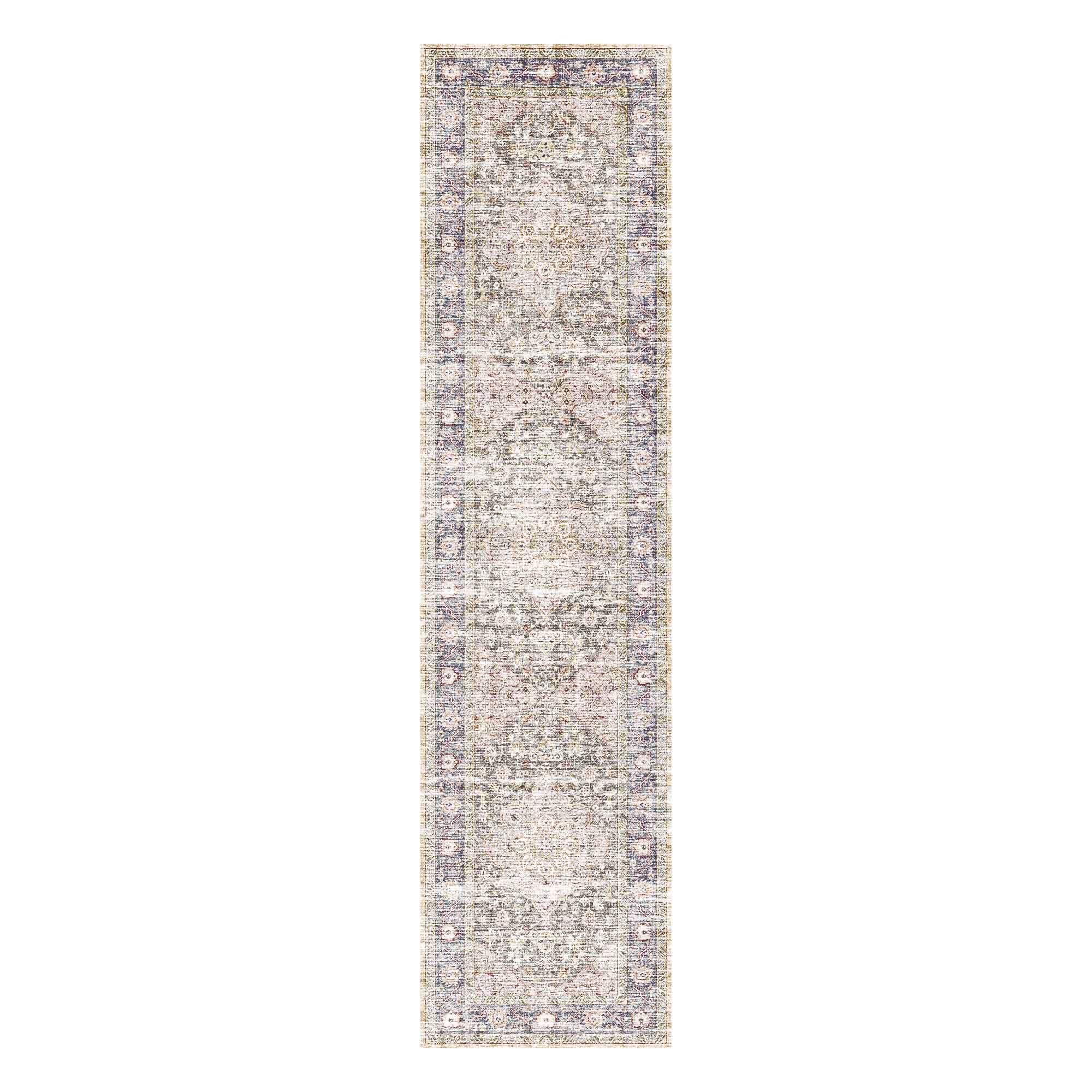MontVoo Taupe Medallion Floral Washable Rug