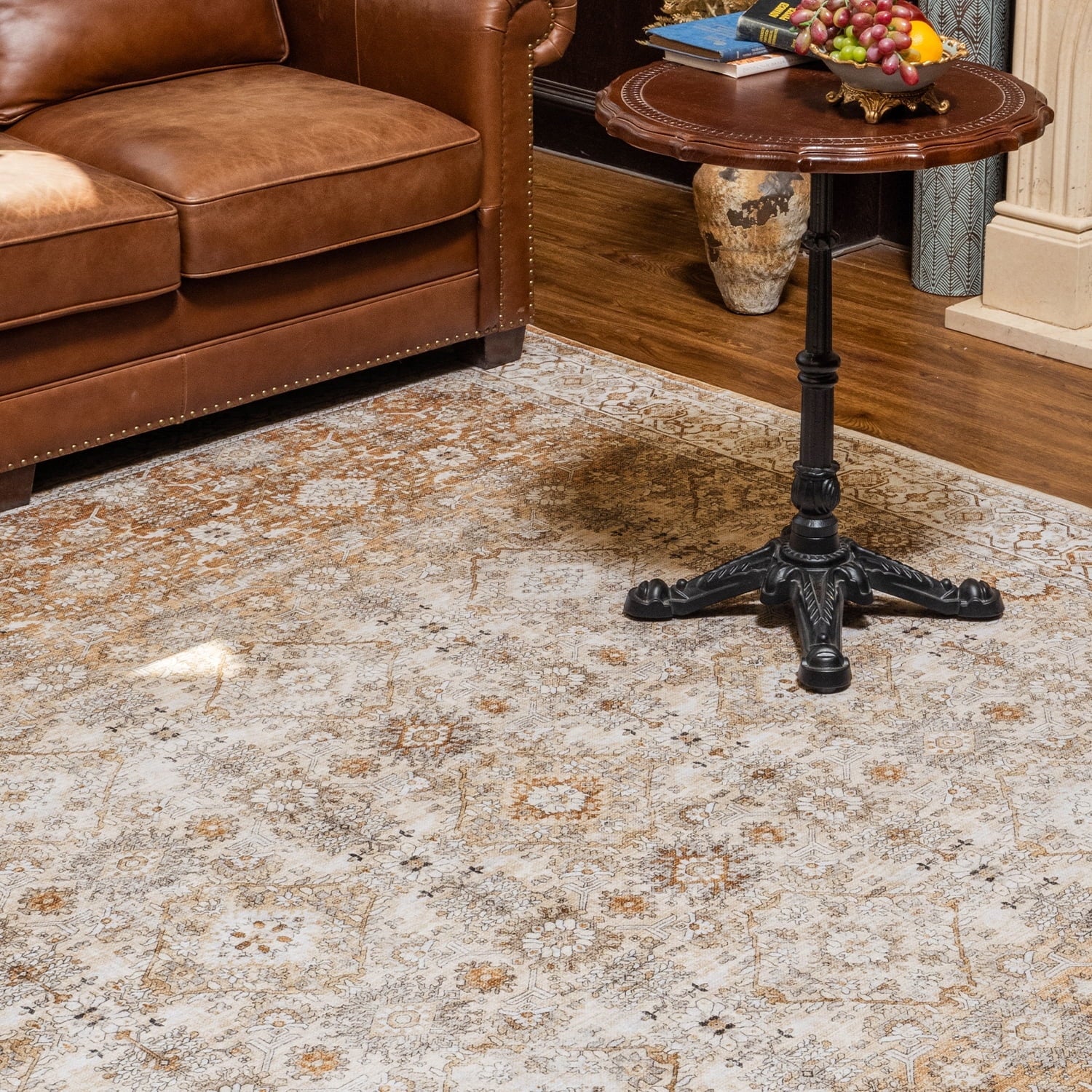 Ombre Vintage Floral Living Room Rug