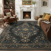 MontVoo Vintage Medallion Washable Rug Green