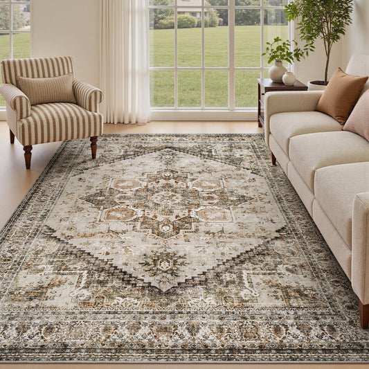 Washable Retro Living Room Bedroom Carpet