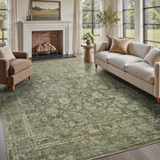 MontVoo Vintage Floral Non-slip Washable Rug Green