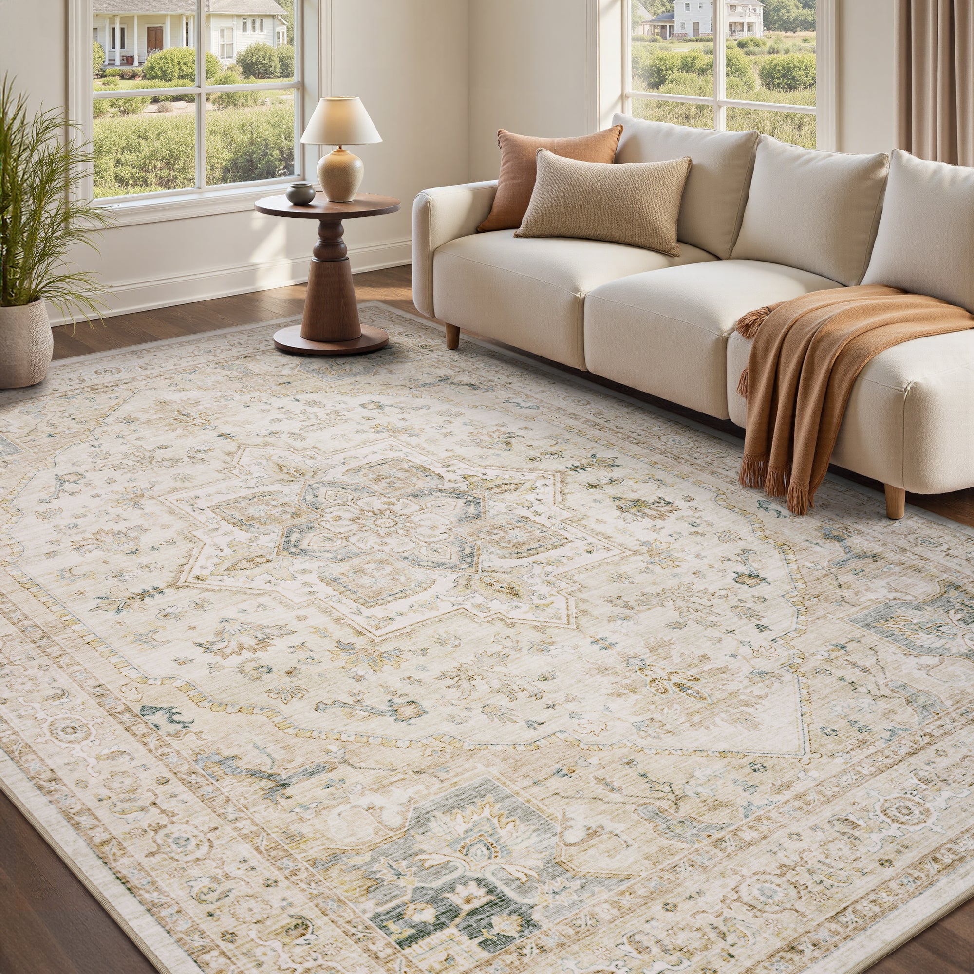Alfombra lavable MontVoo Soft Medallion Beige