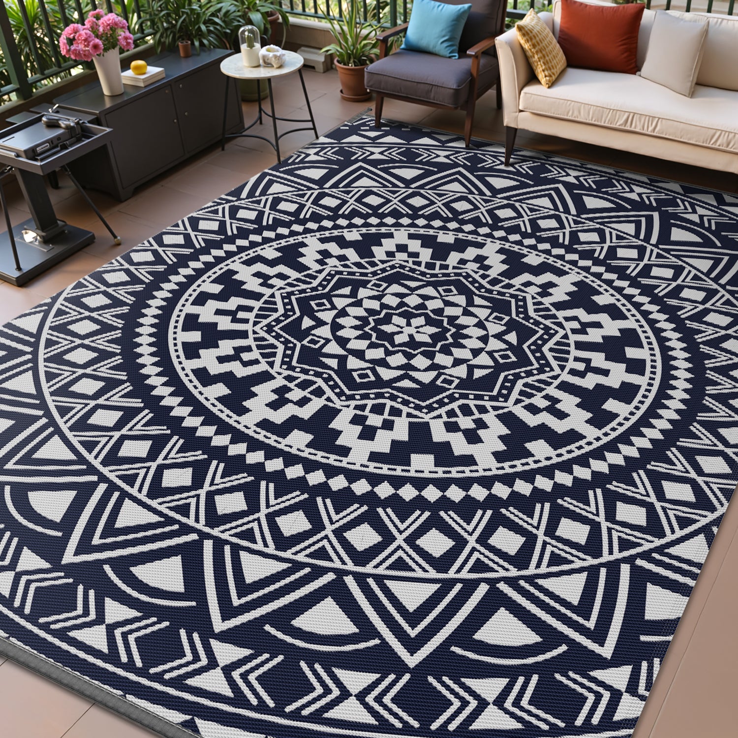VUNATE Outdoor Patio Rugs Waterproof Lightweight