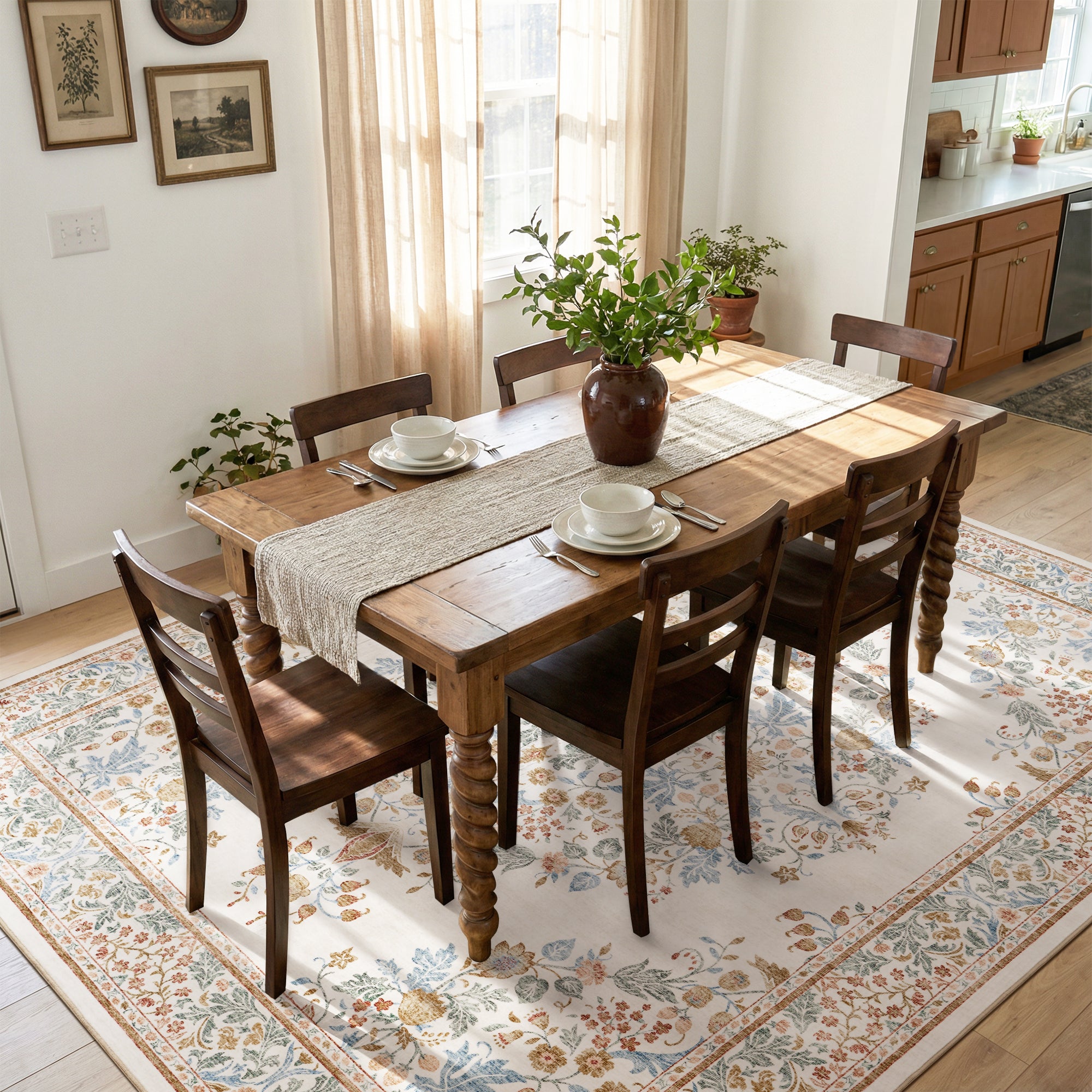 MontVoo Vintage Medallion Washable Rug Multi