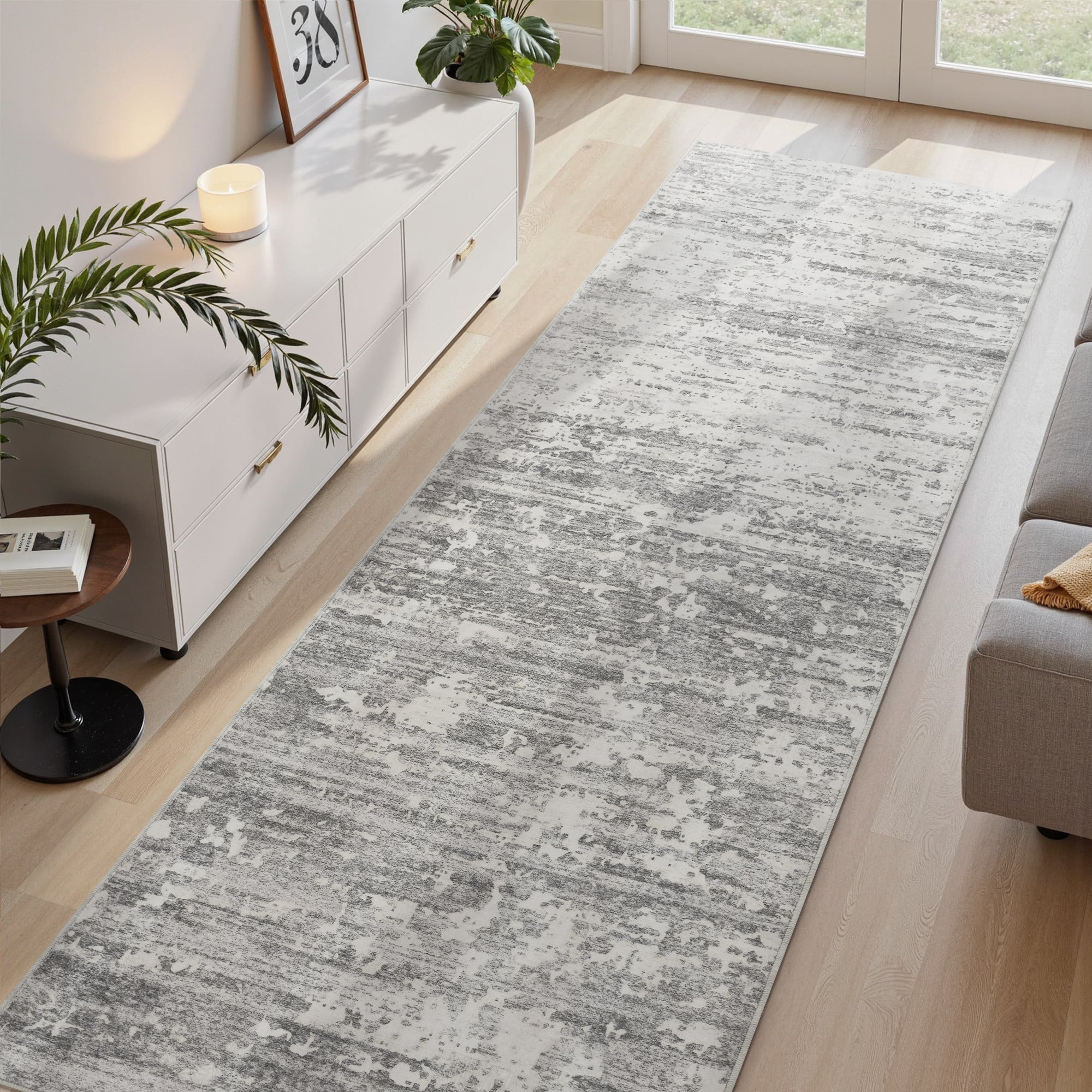 MontVoo Modern Abstract Gray Washable Area Rug