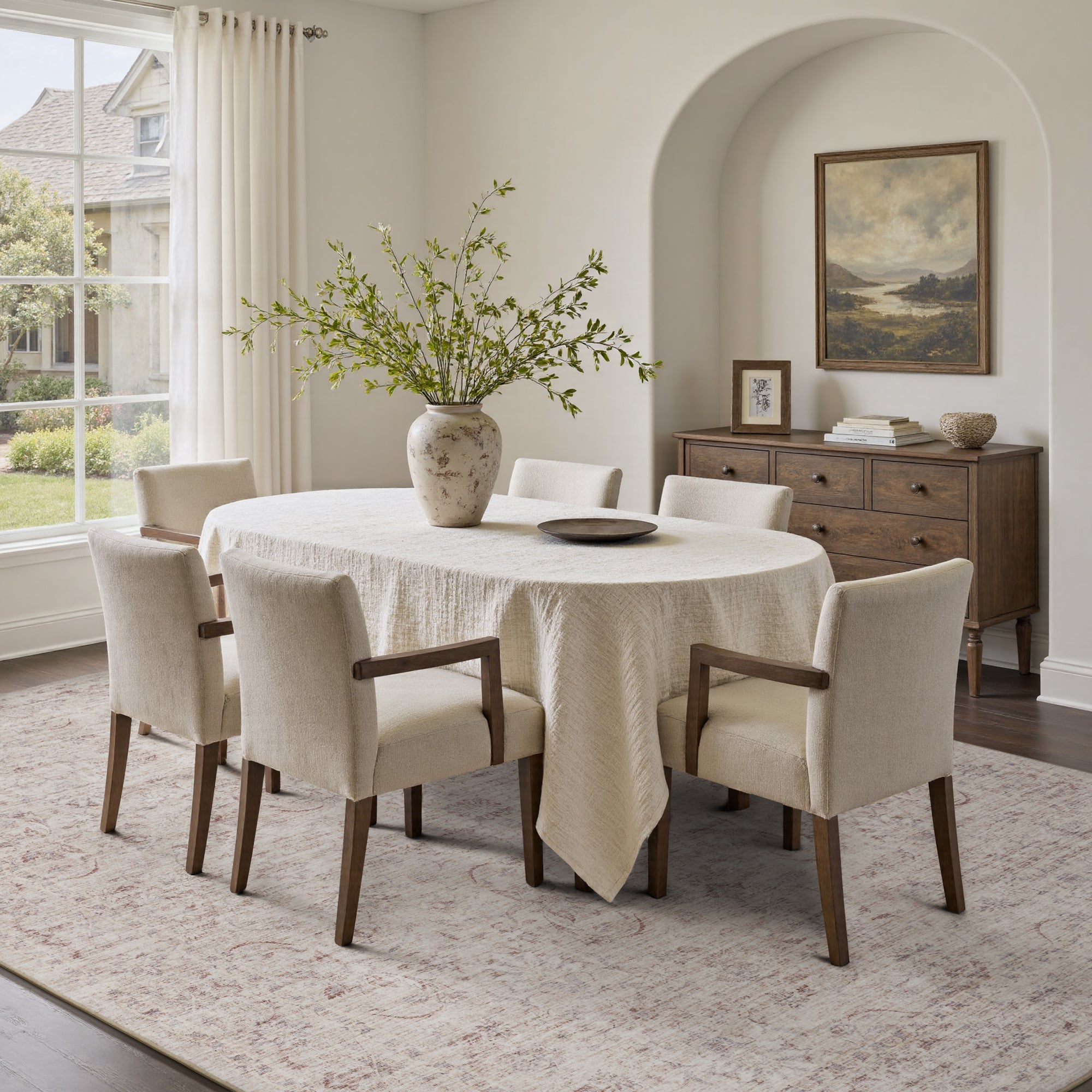 MontVoo Vintage Floral Non-slip Washable Rug Beige