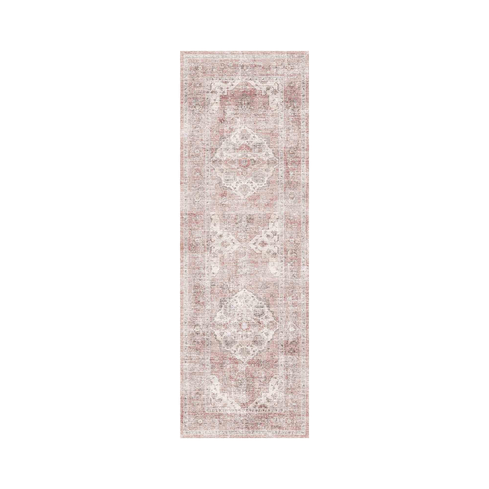 MontVoo Pink Floral Non-Slip Washable Rug