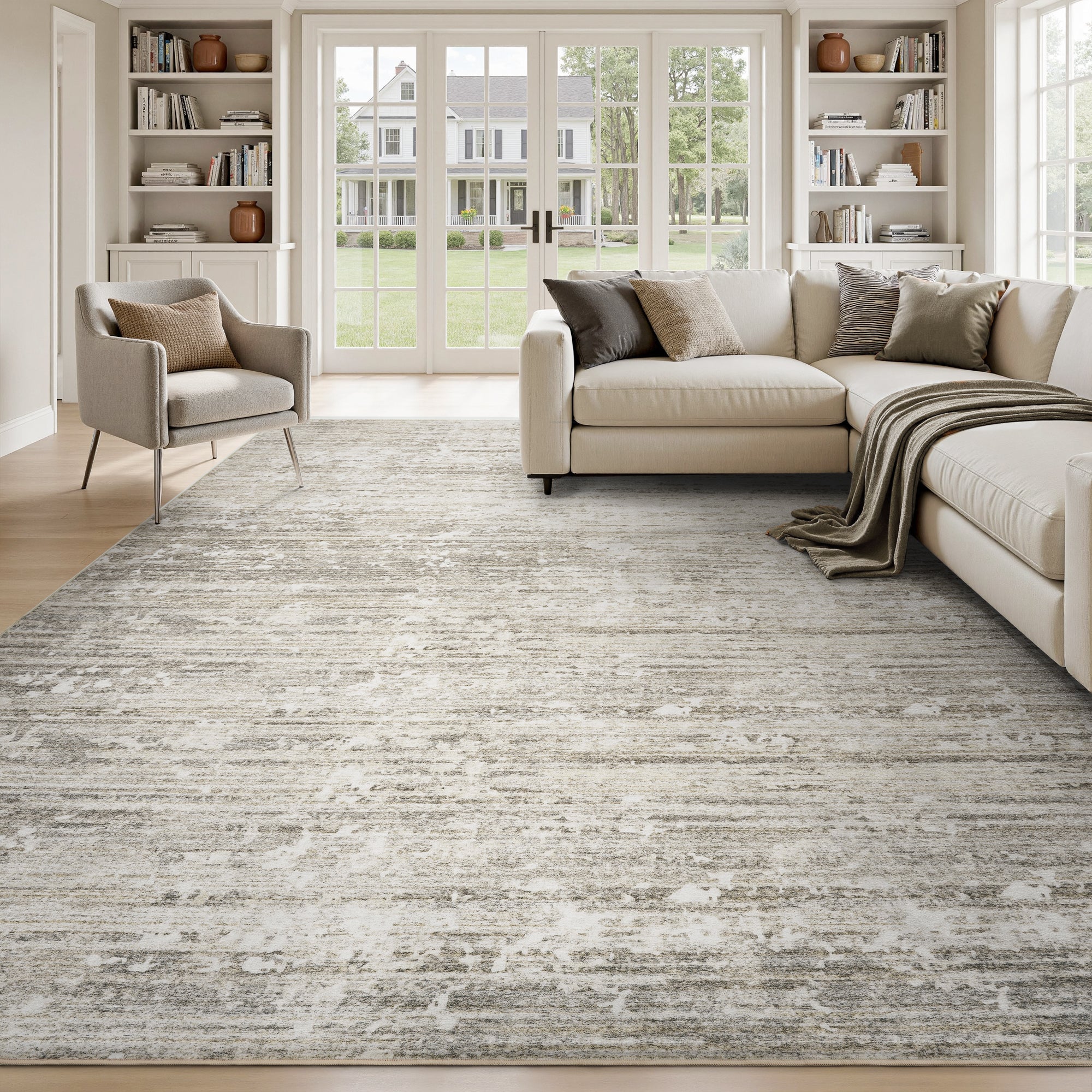 MontVoo Modern Abstract Brown Washable Area Rug