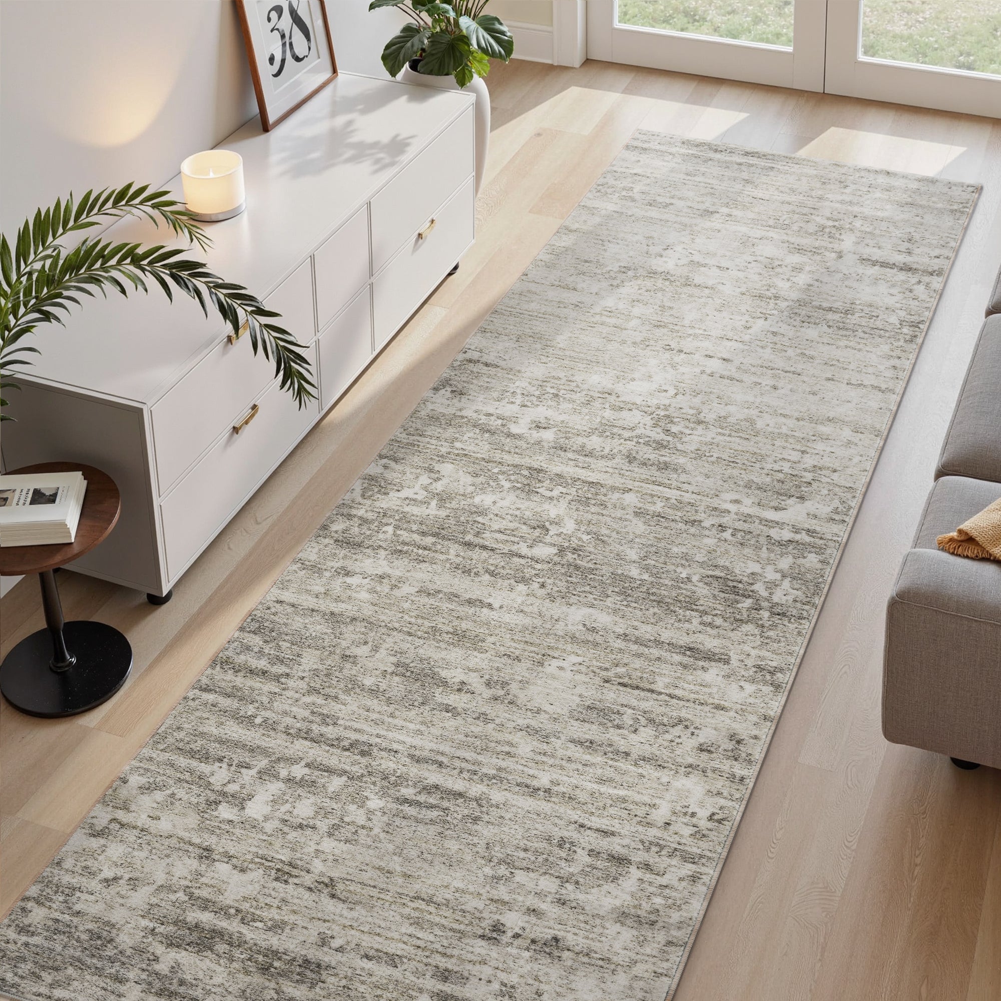 MontVoo Modern Abstract Brown Washable Area Rug