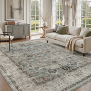 MontVoo Washable Vintage Distressed Oriental Area Rug Green