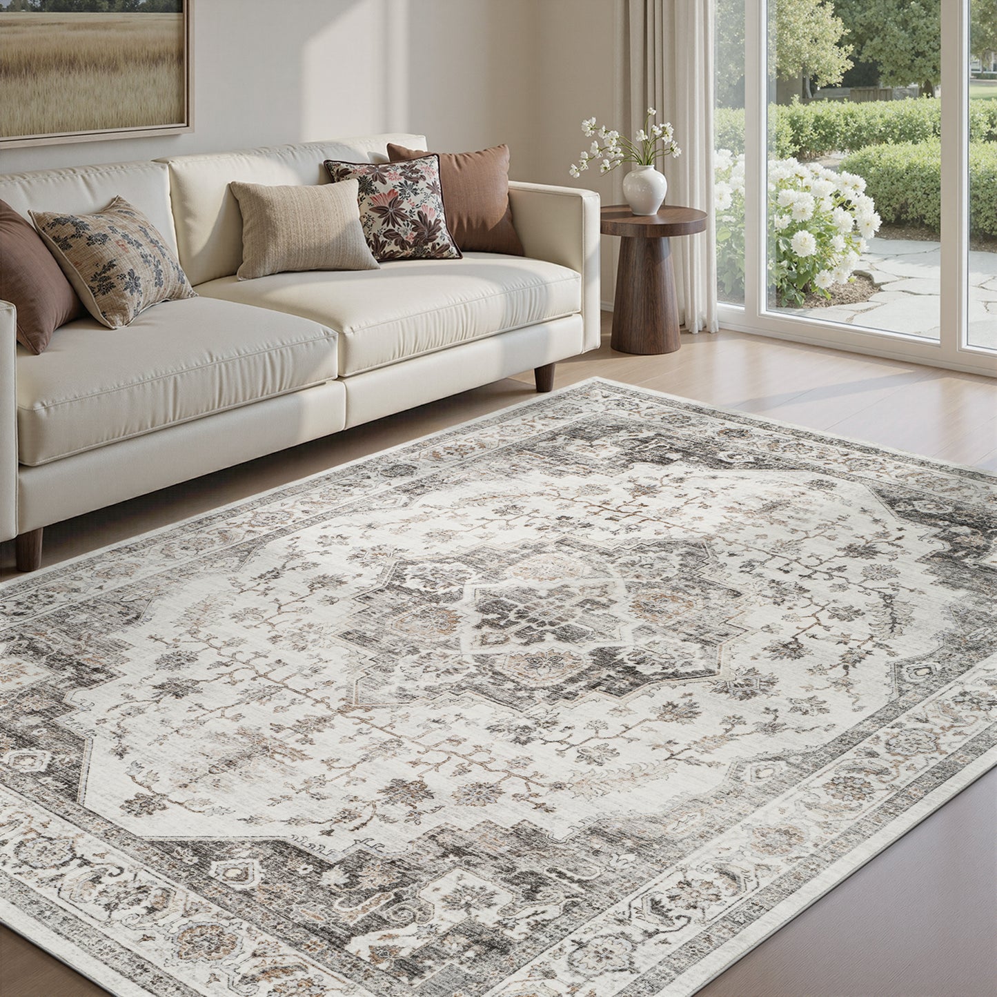 Area Rug Washable Carpet Soft Distressed Non Slip Vintage