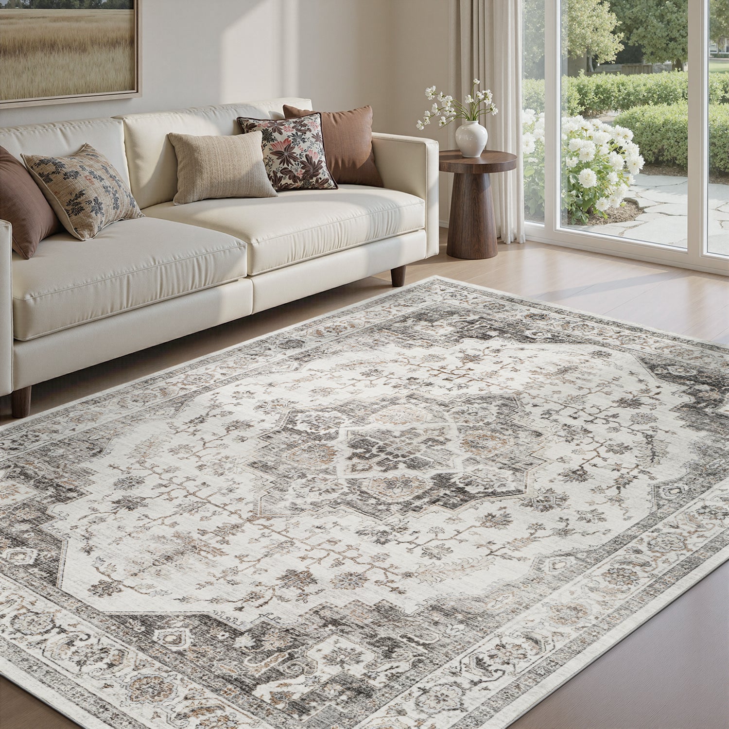 Area Rug Washable Carpet Soft Distressed Non Slip Vintage