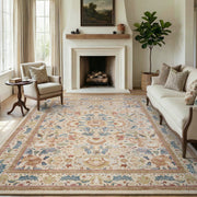 MontVoo Vintage Floral Washable Rug Orange