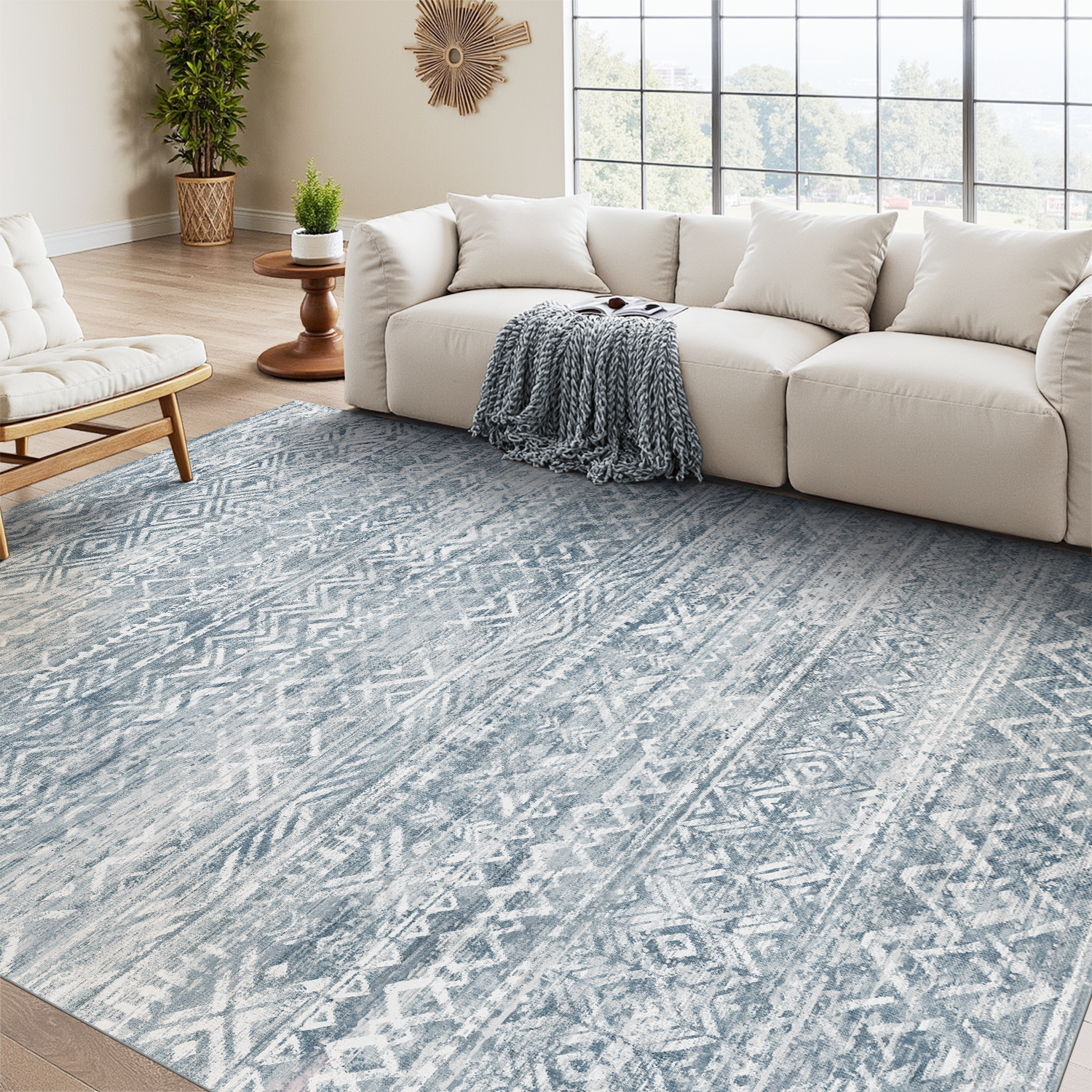 Area Rug for Living Room Soft Washable Boho Rug Moroccan Bohemian