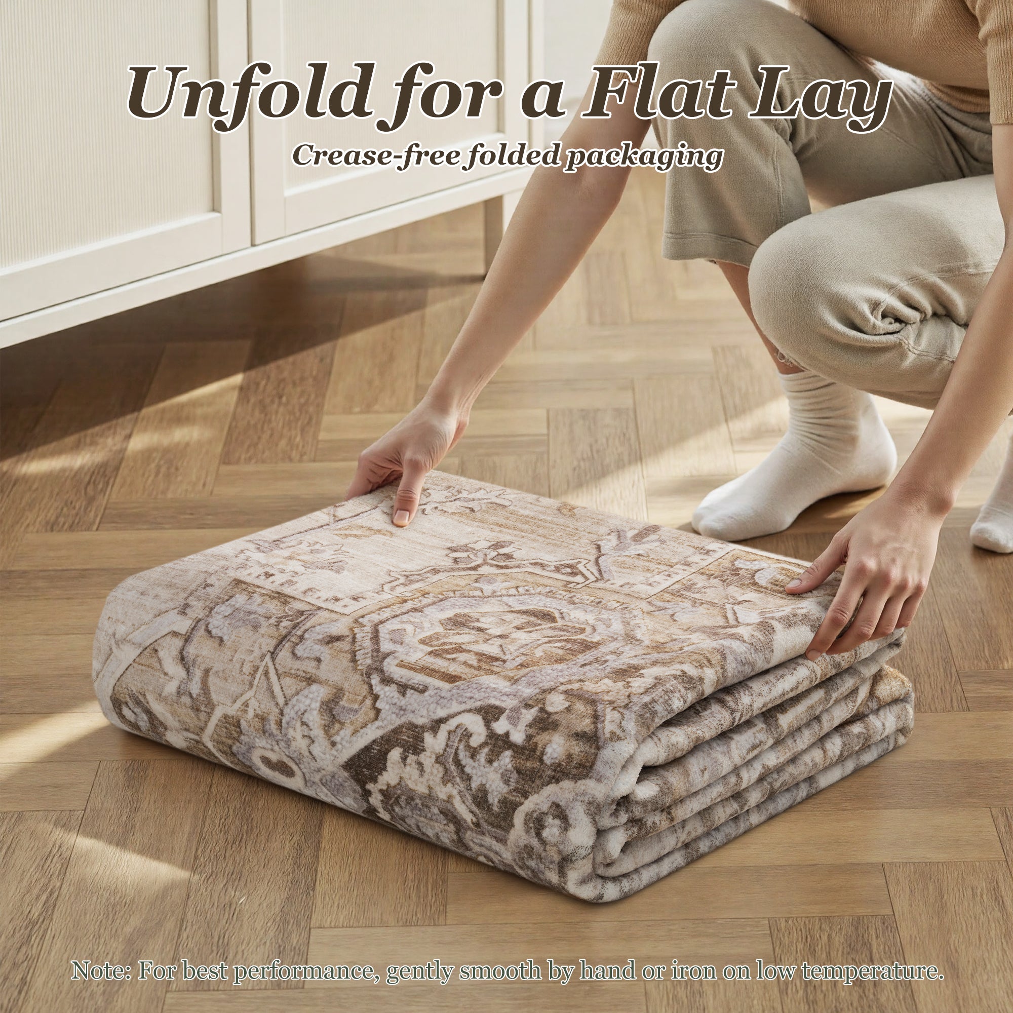 MontVoo Vintage Medallion Non-Slip Washable Rug Brown