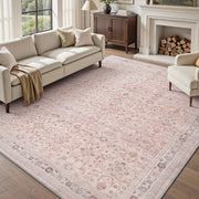 MontVoo Vintage Floral Washable Rugs Pink