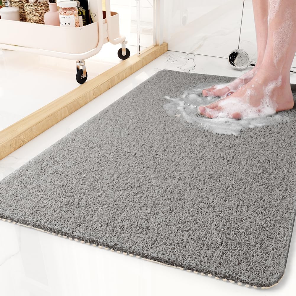 PVC Loofah Non-Slip Bath Mat - Gray