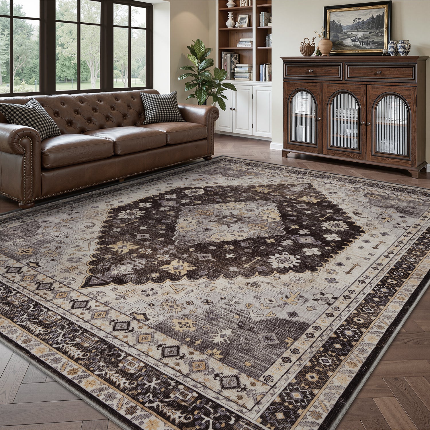 Area Rug for Living Room Vintage Bohemian Soft Carpet