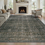 MontVoo Vintage Floral Washable Rugs Green